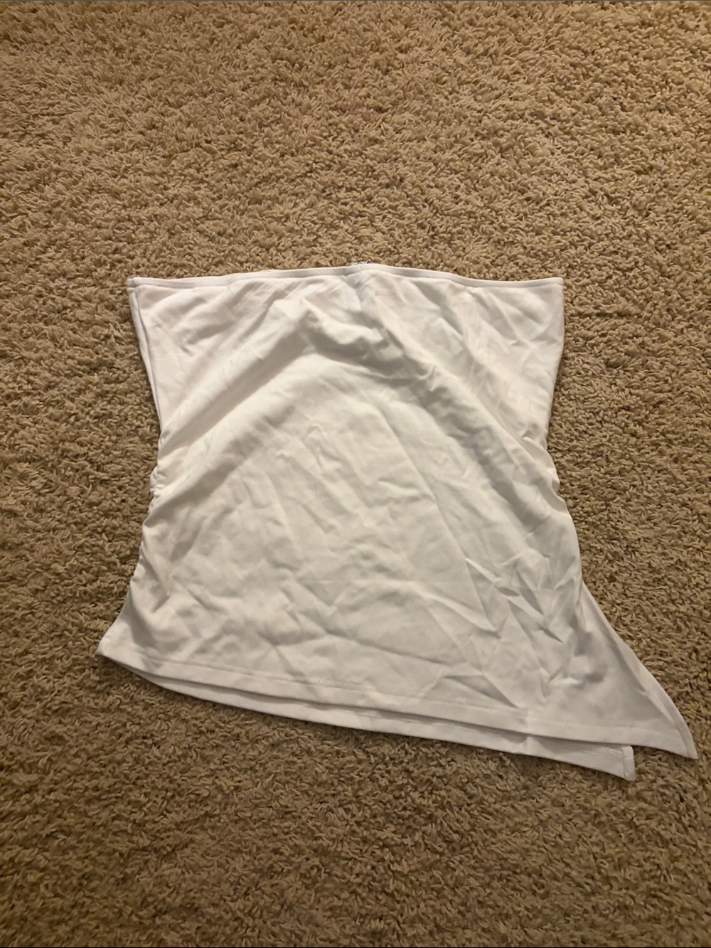 White Asymmetrical Strapless Tube Top - Picture 3 of 3